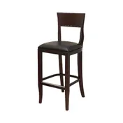 MKLD A6790-BS BV Barstool - Wood Cut-Out Back, Upholstered Black Vinyl Seat, Beechwood Frame, Plastic Glides 1 image
