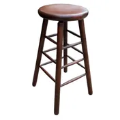 MKLD ABS001 - Backless Bar Stool, Round Solid Wood Seat, European Beechwood Frame, Armless, Legs Base 1 image