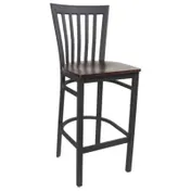 MKLD AM839-BS SOLID Barstool Slat Back Solid Wood Seat 16-Gauge Steel Frame Black Powder Coat Plastic Glides 1 image