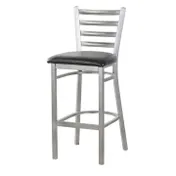 MKLD AM841-SILVER-BS SOLID Barstool - Ladder Back, Solid Wood Seat, 16-Gauge Steel Frame, Silver Powder Coat 1 image