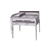 Montague Company M36-1E 36" Gas Heavy Duty Range w/ 12" Griddle, (2) Even Heat Hot Tops, Modular Stand Base, 55.000 BTU 1 image