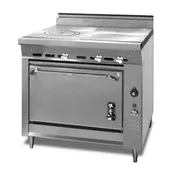 Montague Company V136-16 36" Gas Heavy Duty Range w/ (1) Even Heat Hot Top, (1) French Top, Convection Oven, 115.000 BTU 1 image