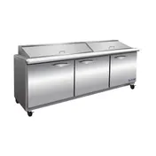 IKON ISP72M 72" Three Section Mega Top Sandwich / Salad Prep Table w/ 3 Doors, 27 Pans 1 image