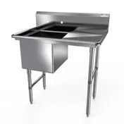 NBR Equipment 1SS-182414R24 46" One Compartment Sink, 18"W x 24"L Bowl With Right-Hand Drainboards 1 image
