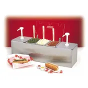 Nemco 88100-CB-1 Condiment Station, 25.75" x 8", 3-qt Pans (2), 6.1-qt Pan with Cover, Stainless 1 image