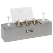 Nemco 88100-CB-3 Condiment 25.75" W x 8" D Stainless 2 x 3 Qt & 3 x 0.6 Qt Pans Dry-Well 2 Heads 1 image