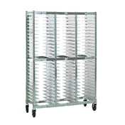 New Age NS596A 13 Slot Aluminum Mobile Universal Pizza Pan Rack for 10"-16" Pans 1 image