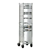 New Age NS599A 26 Slot Aluminum Mobile Universal Pizza Pan Rack for 10"-16" Pans 1 image
