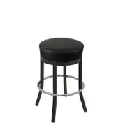 Oak Street BB-288 - Backless Bar Stool, 17" Seat, Vinyl Upholstery, Black Metal Frame, Chrome Ring, Standard 1 image