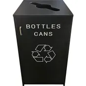 Oak Street M8540-BLK 25-Gal Recycling Unit, Bottles & Cans, Black Plastic Laminate, 18" Drop-Top 1 image