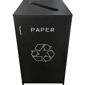 Oak Street M8550-BLK 25 Gallon Recycling Unit, Paper, Black Laminate, 18" x 3.125" Opening 1 image