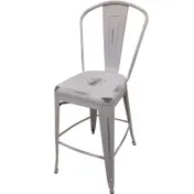 Oak Street OD-BM-0001-WHT Smokestack Bar Stool, Metal Back & Seat, Distressed White Finish, 1.2 mm Pressed Steel 1 image