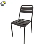Oak Street OD-CM-6079 Outdoor Boardwalk Side Chair with Metal Ladder Back & Seat, Black 1 image