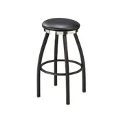 Oak Street SL1117 - Backless Bar Stool, Upholstered Button Top, Black Powder Coat Frame, Vinyl, Standard Size 1 image