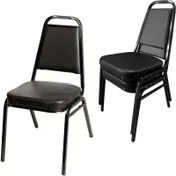 Oak Street SL2082-BLK Stacking Chair, Tapered Square Back with Hand Hold 1 image