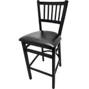 Oak Street SL2090P-1 Bar Stool, Vertical Slat Back, 1.2mm Welded Steel Frame, Black Powder Coat Finish 1 image
