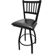 Oak Street SL2090S Swivel Bar Stool, Vertical Back, Black Finish, Steel Frame, 1-1/4" Tubing, Ball Bearings 1 image