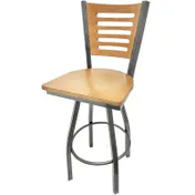 Oak Street SL2150-CCS-1S-5 Swivel Bar Stool - Birch 5-Line Back, 1.2mm Steel Frame, 1-1/4" Tubing, 4° Swivel 1 image