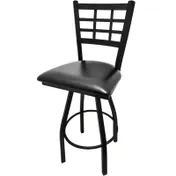 Oak Street SL2163S Swivel Bar Stool - Black Frame, Window Pane Metal Back, 1.22mm Welded Steel, 1-1/4" Tubing 1 image