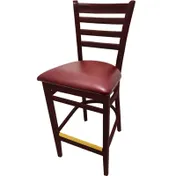 Oak Street WB101MH Bar Stool - Ladder Back, Mahogany Finish, Beechwood Frame, Brass Footguard, Nylon Glides 1 image