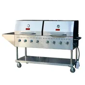 Omcan USA 47353 64" Mobile Outdoor LP Gas BBQ Grill w/ 8 Burners, Roll Dome, 128.000 BTU 1 image