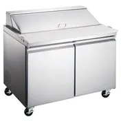 Omcan USA 50046 47" Two Section Sandwich / Salad Prep Table w/ 2 Doors, 12 Pans 1 image