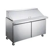 Omcan USA 50051 60" Two Section Mega Top Sandwich / Salad Prep Table w/ 2 Doors, 21 Pans 1 image