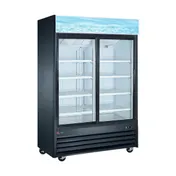 Omcan USA 51032 53" 2-Section Black Merchandiser Refrigerator w/ Sliding Glass Door, 45 cu. ft. 1 image