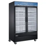 Omcan USA 51075 53" Glass Door Reach-In Freezer, 45 cu ft, Black Steel, R290, Auto Defrost 1 image