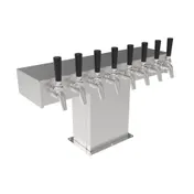 Perlick 3780S8B Wide Base Tee Tower - Air-Cooled Beer Dispenser, Steel, 8 630SS Faucets, 7-12 Taps 1 image