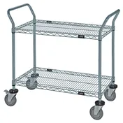 Quantum WRC-2460GY-2 Gray Epoxy Utility Cart with 2 Wire Shelves 1 image