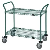 Quantum WRC-2460P-2 Green Epoxy Utility Cart with 2 Wire Shelves 1 image