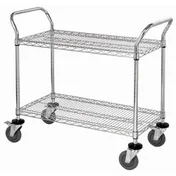 Quantum WRSC-2436-2 Stainless Steel 2-Shelf Wire Utility Cart - 24" x 36" x 37-1/2" 1 image
