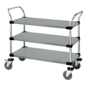 Quantum WRSC-2436-3SS Stainless Steel Solid 3-Shelf Utility Cart - 24" x 36" x 37-1/2" 1 image
