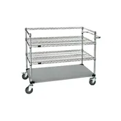 Quantum WRSC3-42-2448FS Stainless Steel Wire & Solid 3-Shelf Medical Cart - 24" x 48" x 48" 1 image