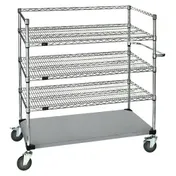 Quantum WRSC4-54-2436FS Stainless Steel Wire & Solid 3-Shelf Medical Cart - 24" x 36" x 60" 1 image