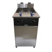 Resfab MB-85B 21" Floor Model Electric Full Pot Fryer w/ 85 lbs Capacity, 2 Twin & 1 Full Basket 1 image