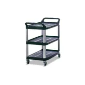 Rubbermaid FG409100BLA Xtra Black 3-Shelf Utility / Bus Cart w/ 100 lb. Capacity 1 image