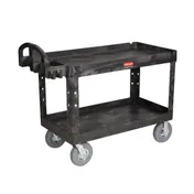 Rubbermaid FG454600BLA Heavy Duty Black Polymer Utility Cart - 55" x 26" x 33-1/4" 1 image