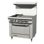 Southbend S36D-2G 36" Gas Restaurant Range w/ (2) Open Burners, 24" Griddle Right, (1) Standard Oven, 139.000 BTU 1 image