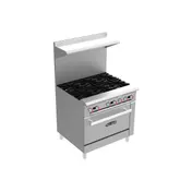Serv-Ware SS-SGR-6B 36" Natural Gas Restaurant Range w/ (6) Open Burners, (1) Oven, 185.000 BTU 2 image