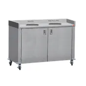 Steril-Sil MTC56-2 Mobile Trash Recycling Counter, 80 Gallon, 56" x 28" x 40"H, Stainless Steel 1 image