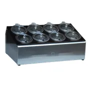 Steril-Sil TC-8SW 8-Hole Silver Steel Bar, Non-Ins, 8 SC-750 Containers + HC-20-X Lids, Made in USA 1 image