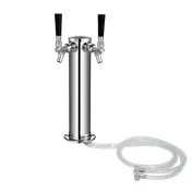 Talos 1042208-00 2-Way Draft Beer Tower, Steel Chrome Finish, PVC Tubing, Two Taps 1 image