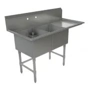 Tarrison TA-CDS218R16-KIT 57" Two Compartment Sink, 18"W x 21"L Bowl With Right-Hand Drainboard -16 Gauge 1 image