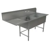 Tarrison TA-CDS224L16-KIT 75" Two Compartment Sink, 24"W x 24"L Bowl With Left-Hand Drainboard -16 Gauge 1 image