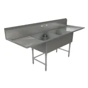 Tarrison TA-CDS224LR-KIT 96" Two Compartment Sink, 24"W x 24"L Bowl With 2 Drainboards-18 Gauge 1 image