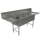 Tarrison TA-CDS318LR-KIT 90" Three Compartment Sink, 18"W x 21"L Bowl With 2 Drainboards 1 image