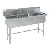 Tarrison TA-PS318-KIT 60" Three Compartment Sink, 18"W x 18"L Bowl Without Drainboard 1 image