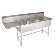 Tarrison TA-PS318L-KIT 75" Three Compartment Sink, 18"W x 18"L Bowl With Left-Hand Drainboard 1 image
